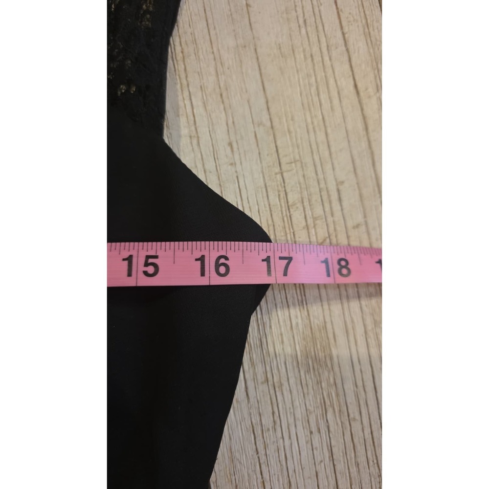 Xscape Black Lace Cap Sleeve Cowl Neck Ruched Maxi Gown Open Back Front Slit 12 - Picture 8 of 9